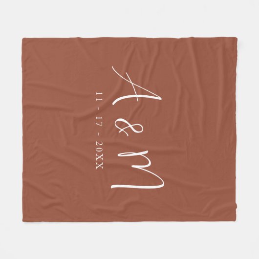 Couverture Polaire Initiales et date du Monogramme de calligraphie mo (Devant (Horizontal))