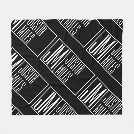 Couverture Polaire Initiales modernes avec nom Monogram Motif (Devant (Horizontal))