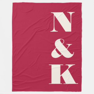 Couverture Polaire Initiales Monogramme Gras Noël Rouge Jeune Marié