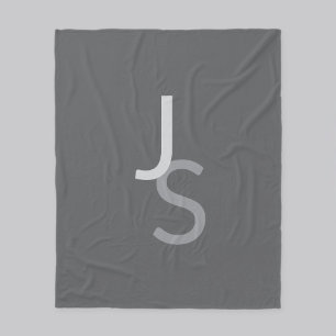 Couverture Polaire Initiales monogrammes à chevauchement moderne   Gr