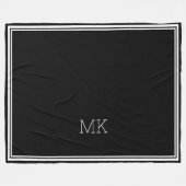 Couverture Polaire Initiales Monogrammes Moderne Cadre Minimal Noir B (Devant (Horizontal))