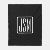 Couverture Polaire Initiales monogrammes modernes | Noir & Blanc (Devant)
