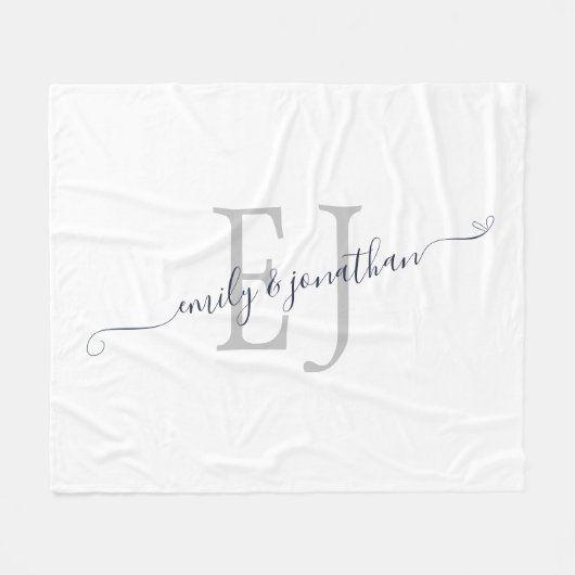 Couverture Polaire Initiales Monogrammes modernes Noms blancs (Devant (Horizontal))