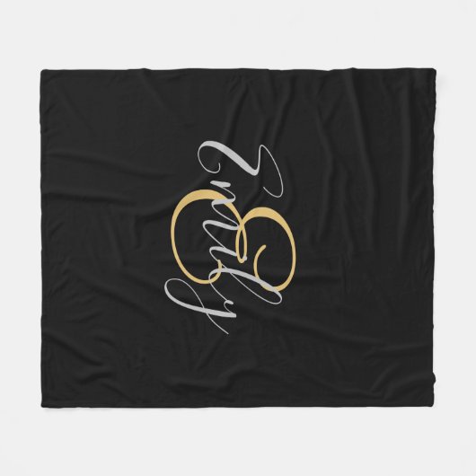 Couverture Polaire Initiales monogrammes Nom Black Gold Modern Girly (Devant (Horizontal))