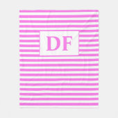 Couverture Polaire Initiales personnalisées Blanche Tige Rose/Blanc (Devant)