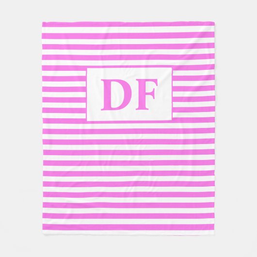 Couverture Polaire Initiales personnalisées Blanche Tige Rose/Blanc (Devant)