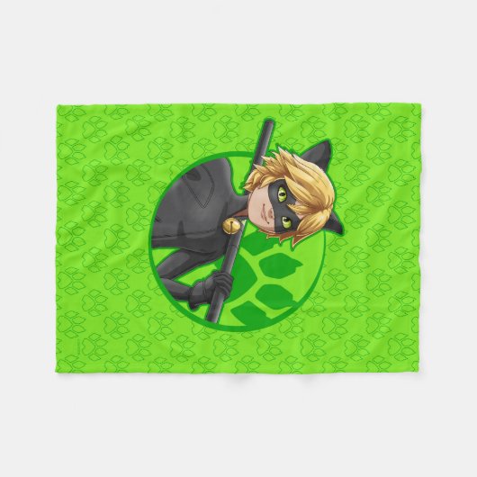 Couverture Polaire Insigne vert Cat Noir (Devant (Horizontal))