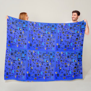 Couverture Polaire Instruments Et Notes Musicaux Bleus,