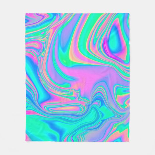 Couverture Polaire Iridescente marbrée texture holographique en dynam (Devant)