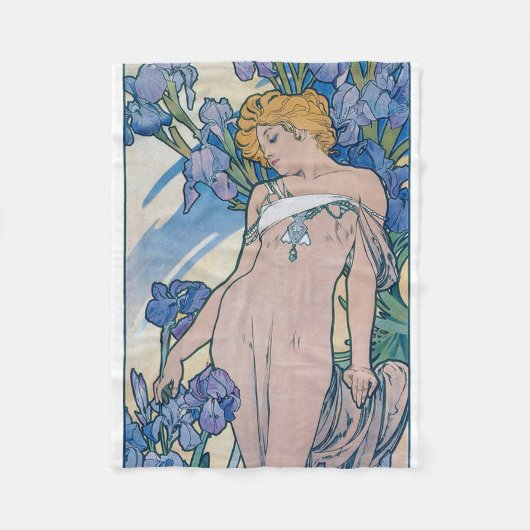 Couverture Polaire Iris (Quatre Fleurs), Alphonse Mucha (Devant)
