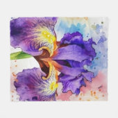 Couverture Polaire Iris violet en aquarelle (Devant (Horizontal))