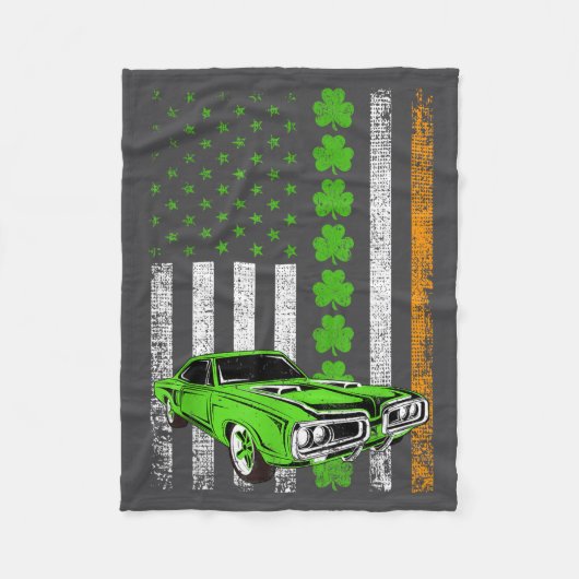 Couverture Polaire Irish American Flag Lucky Car Racing St. Patrick's (Devant)