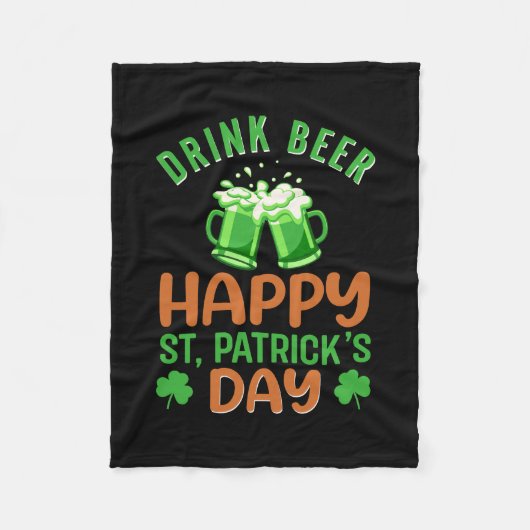 Couverture Polaire Irish Drink Beer Happy St Patrick Jour S (Devant)