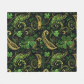 Couverture Polaire Irish Green Gold Paisley Shamrock Pattern (Devant (Horizontal))