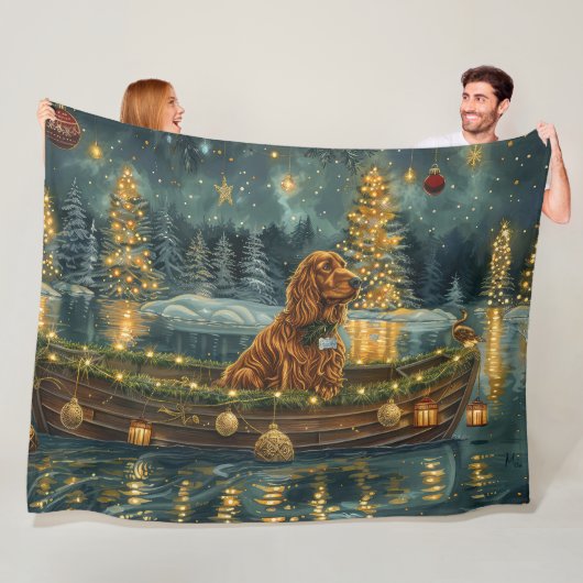 Couverture Polaire Irish Red Setter Christmas Festive Voyage (En situation)