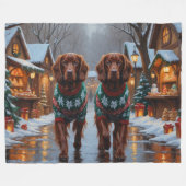 Couverture Polaire Irish Red Setter Dogs Christmas Snow Holiday (Devant (Horizontal))