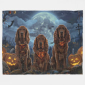 Couverture Polaire Irish Red Setter Halloween Éffrayant (Devant (Horizontal))