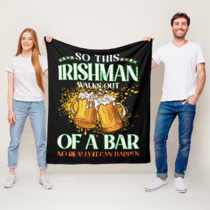 Couverture Polaire Irlandais buvant de la bière St. Patrick's Day