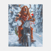 Couverture Polaire Irlandais Red Setter Chien chevauchant la moto Noë (Devant)