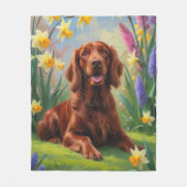 Couverture Polaire Irlandais Red Setter Chien Fleurs de printemps pei (Devant)