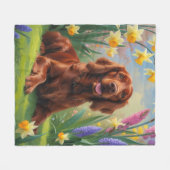 Couverture Polaire Irlandais Red Setter Chien Fleurs de printemps pei (Devant (Horizontal))