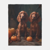 Couverture Polaire Irlandais Red Setter Chiot Automne Citrouille de p (Devant)