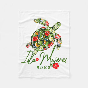 Couverture Polaire Isla Mujeres Mexique Tortue de mer Hibiscus Tropic