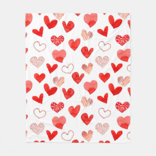 Couverture Polaire Isolated watercolor illustrated red love hearts pa