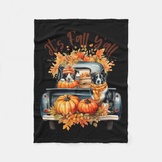 Couverture Polaire It’s Fall Y’all Border Collie Pumpkins Truck Autum (Devant)