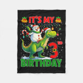 Couverture Polaire It’s My 3rd Birthday Xmas Snowman Riding Dinosaur  (Devant)