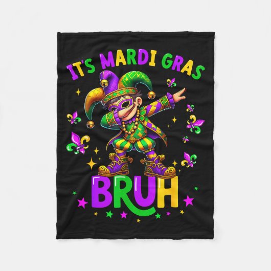 Couverture Polaire It's Mardi Gras Bruh Dabbing Leprechaun Jester New (Devant)