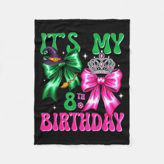 Couverture Polaire It's My 8th Birthday Witch Nk And Green Bow Croche