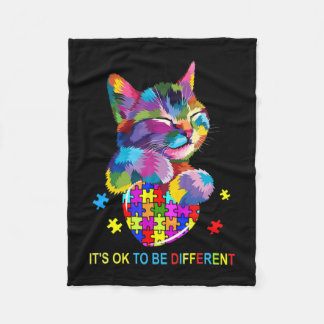 Couverture Polaire It's Ok To Be Different Cat Autism Awareness lover