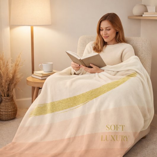 Couverture Polaire Ivory Blush Gold Fleece Blanket