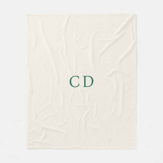 Couverture Polaire Ivory emerald green monogrammed initials modern (Devant)
