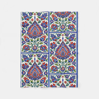 Couverture Polaire Iznik - motif ottoman turc avec fleurs tulipe