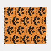 Couverture Polaire Jack O'Lantern Noir Orange Nom personnalisé (Devant (Horizontal))