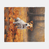 Couverture Polaire Jack Russell à l'automne Feuilles automne Inspire (Devant (Horizontal))