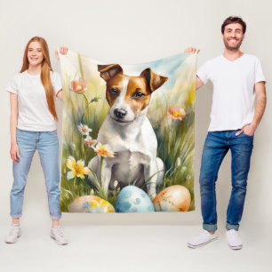 Couverture Polaire Jack Russell avec œufs de Pâques