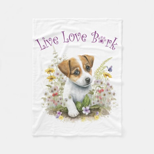 Couverture Polaire Jack Russell Chien Maman Floral (Devant)
