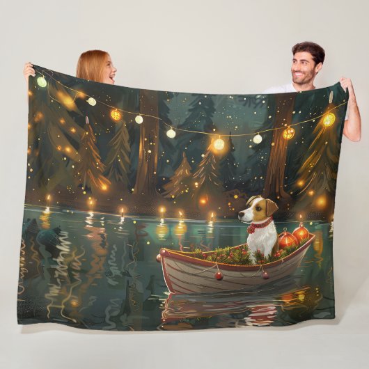 Couverture Polaire Jack Russell Christmas Festive Voyage (En situation)