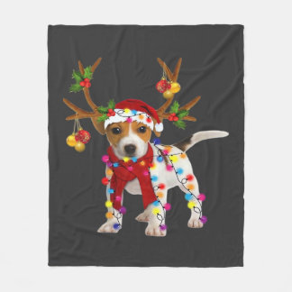 Couverture Polaire Jack russell Dog Gorgeous Reindeer Christmas Light