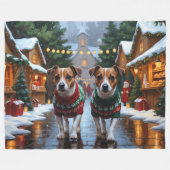 Couverture Polaire Jack Russell Dogs Christmas Snow Holiday (Devant (Horizontal))