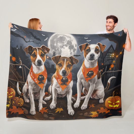 Couverture Polaire Jack Russell Halloween Épouvantable (En situation)