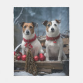 Couverture Polaire Jack Russell Snowy Sleigh Décor de Noël (Devant)