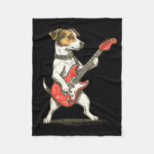 Couverture Polaire Jack Russell Terrier Chien Joue Guitare Rocker Gui