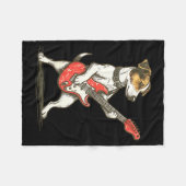 Couverture Polaire Jack Russell Terrier Dog Playing Guitar Rocker Gui (Devant (Horizontal))