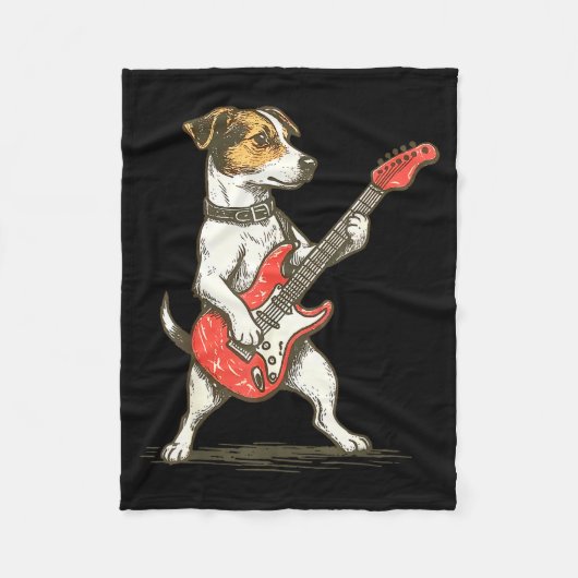 Couverture Polaire Jack Russell Terrier Dog Playing Guitar Rocker Gui (Devant)