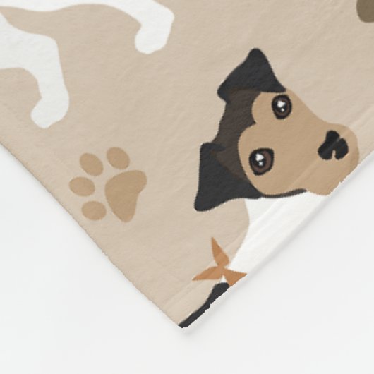 Couverture Polaire Jack Russell Terrier Paws and Bones Fleece Blanche (Coin)