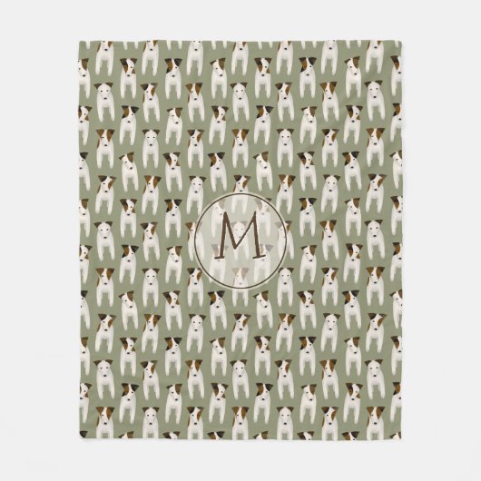 Couverture Polaire Jack Russell Terriers motif sage monogrammé (Devant)